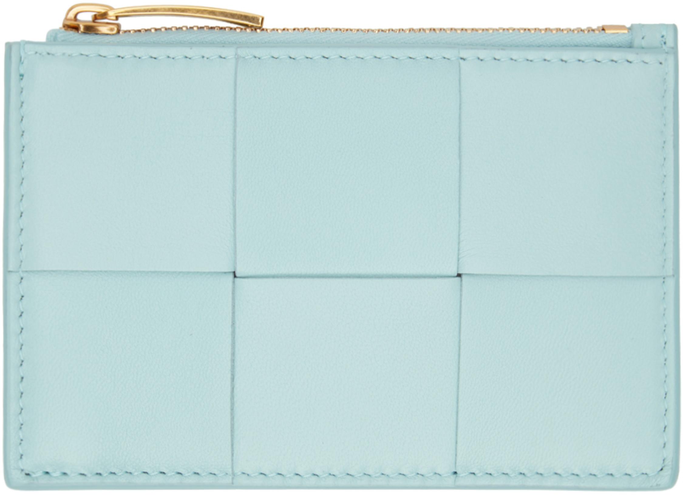 Blue Cassette Key Pouch Card Holder by BOTTEGA VENETA