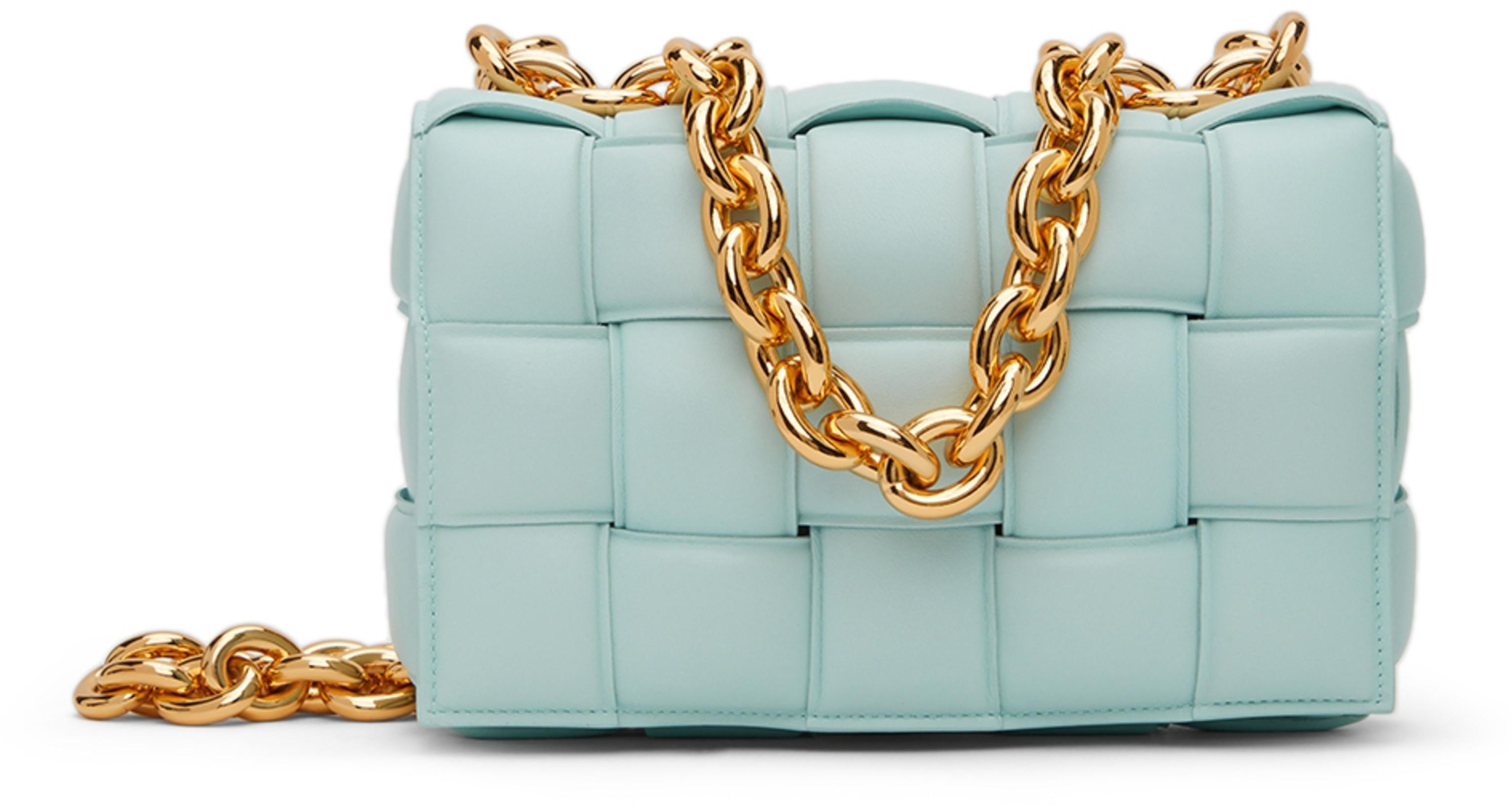 Blue Padded Chain Cassette Bag by BOTTEGA VENETA