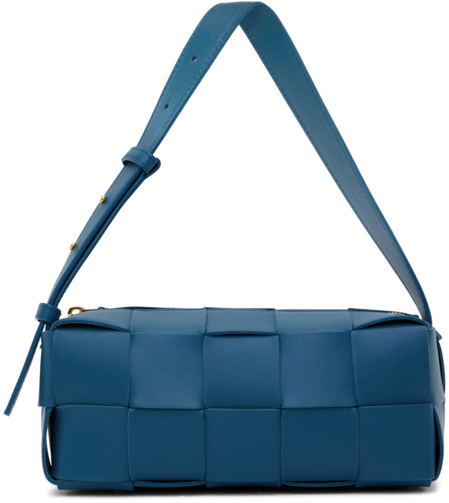 Blue Small Brick Cassette Bag by BOTTEGA VENETA