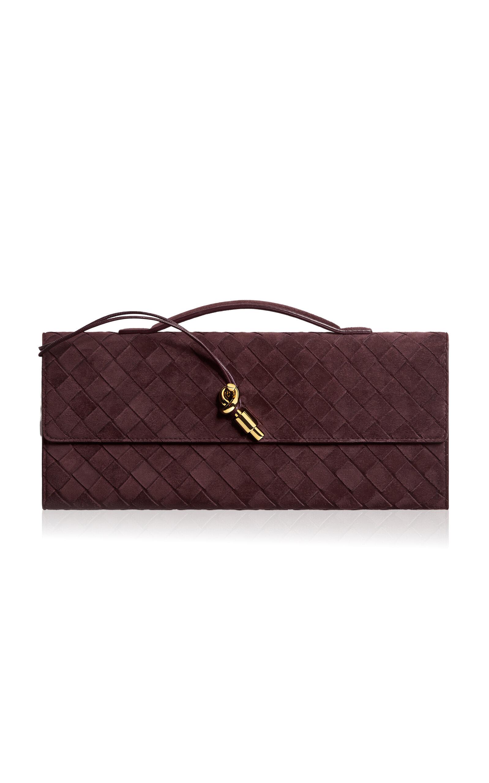 Bottega Veneta Andiamo 15 Intrecciato Suede Clutch - Moda Operandi by BOTTEGA VENETA