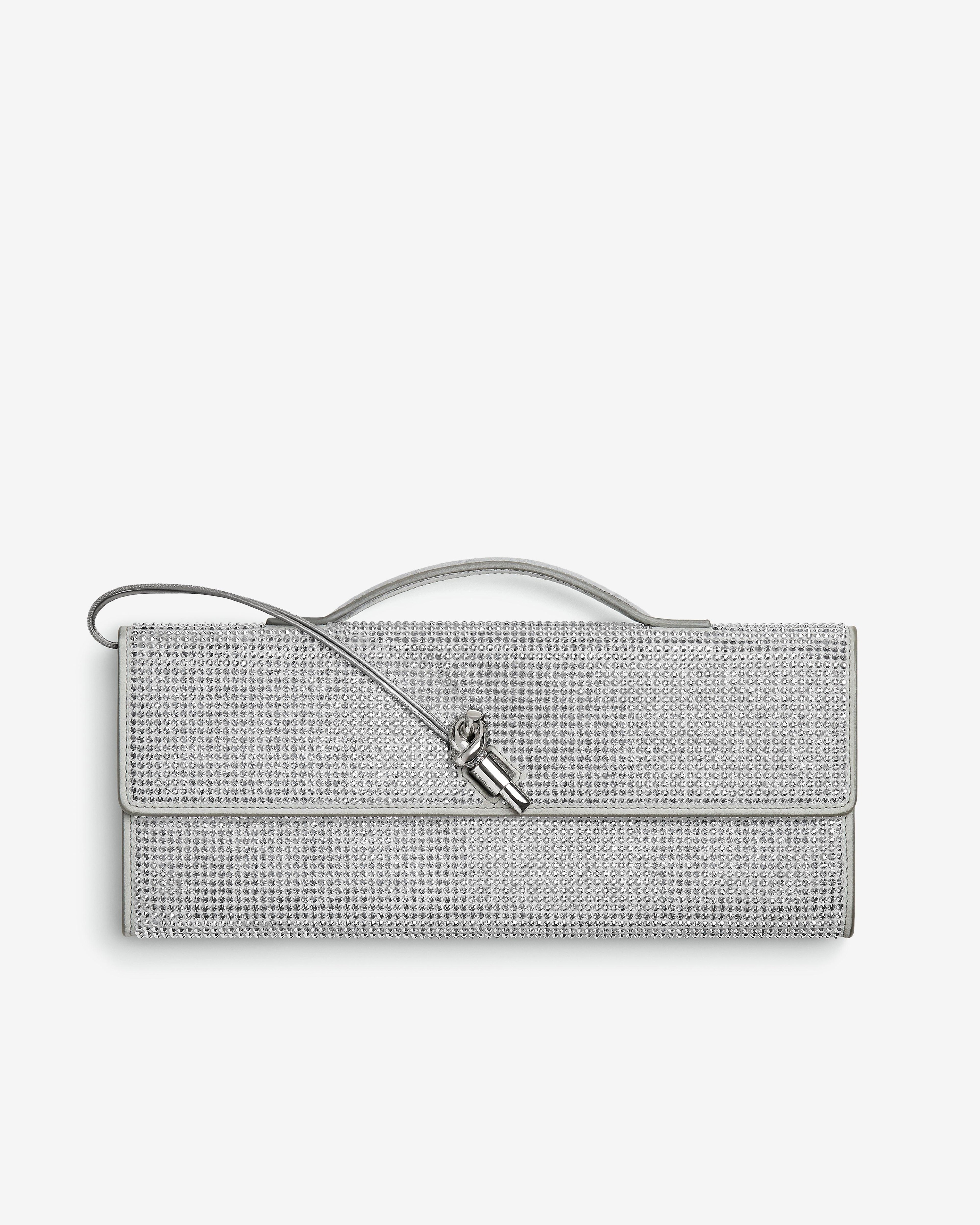 Bottega Veneta - Andiamo Clutch - (White Moonlight/Silver) by BOTTEGA VENETA