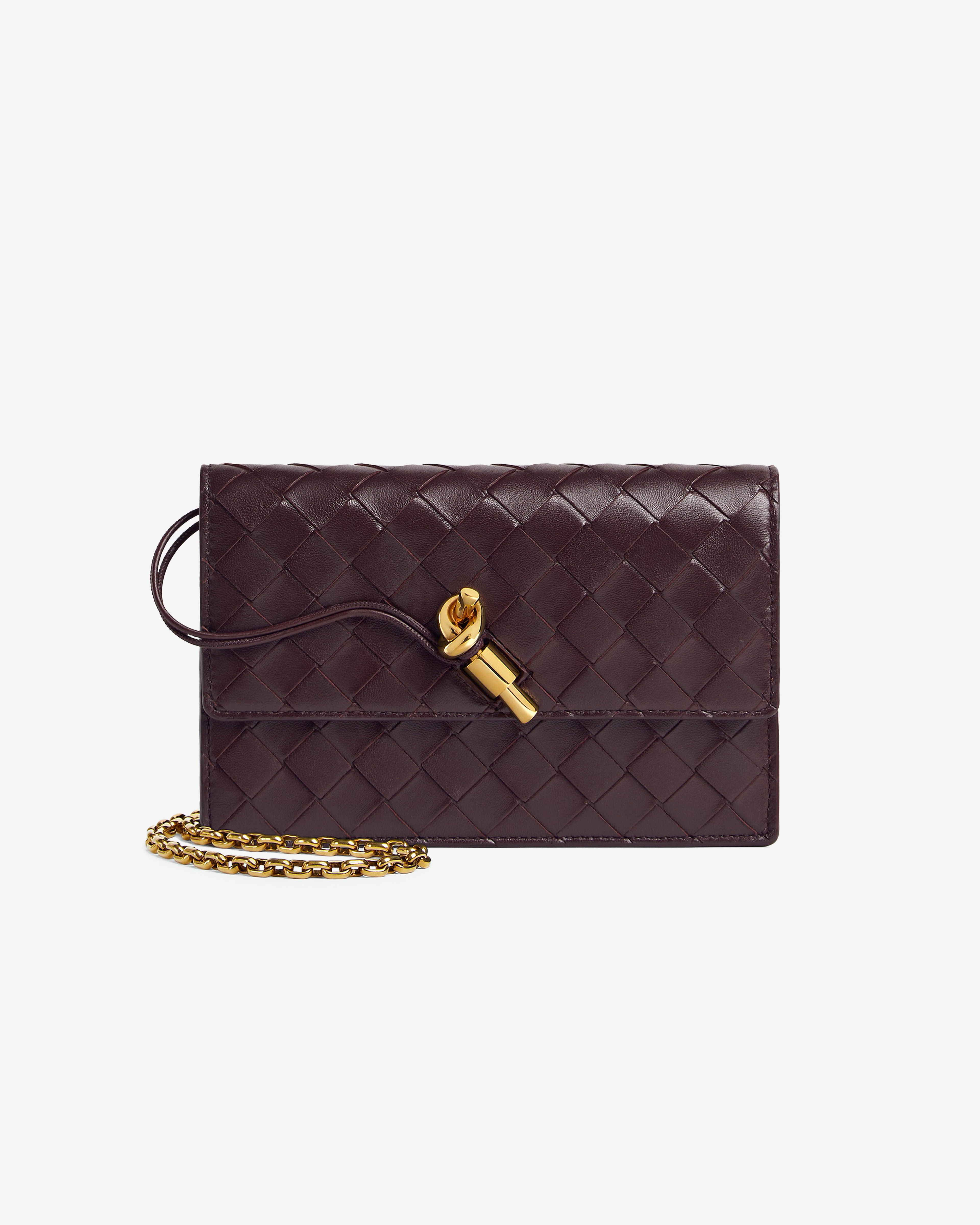 Bottega Veneta - Andiamo Pouch on Chain - (Dark Barolo) by BOTTEGA VENETA