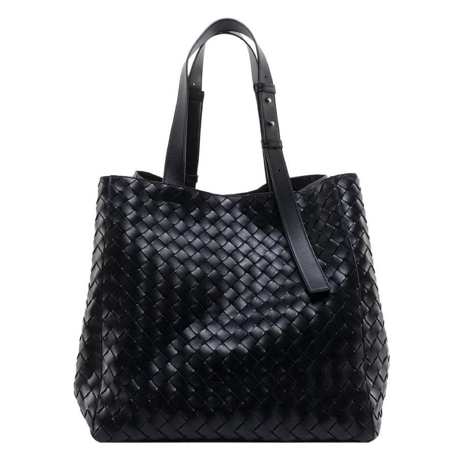 Bottega Veneta Black Intrecciato Leather Cube Tote Bag by BOTTEGA VENETA