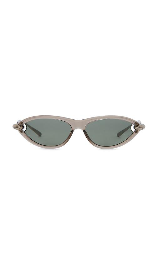 Bottega Veneta Cat Eye Sunglasses in Beige, Silver, & Green by BOTTEGA VENETA