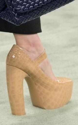 Bottega Veneta Croc-Embossed Leather Mary-Jane Platform Pumps - Moda Operandi by BOTTEGA VENETA