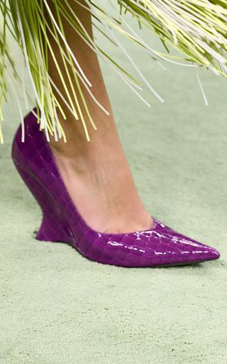 Bottega Veneta Croc-Embossed Leather Wedge Pumps - Moda Operandi by BOTTEGA VENETA