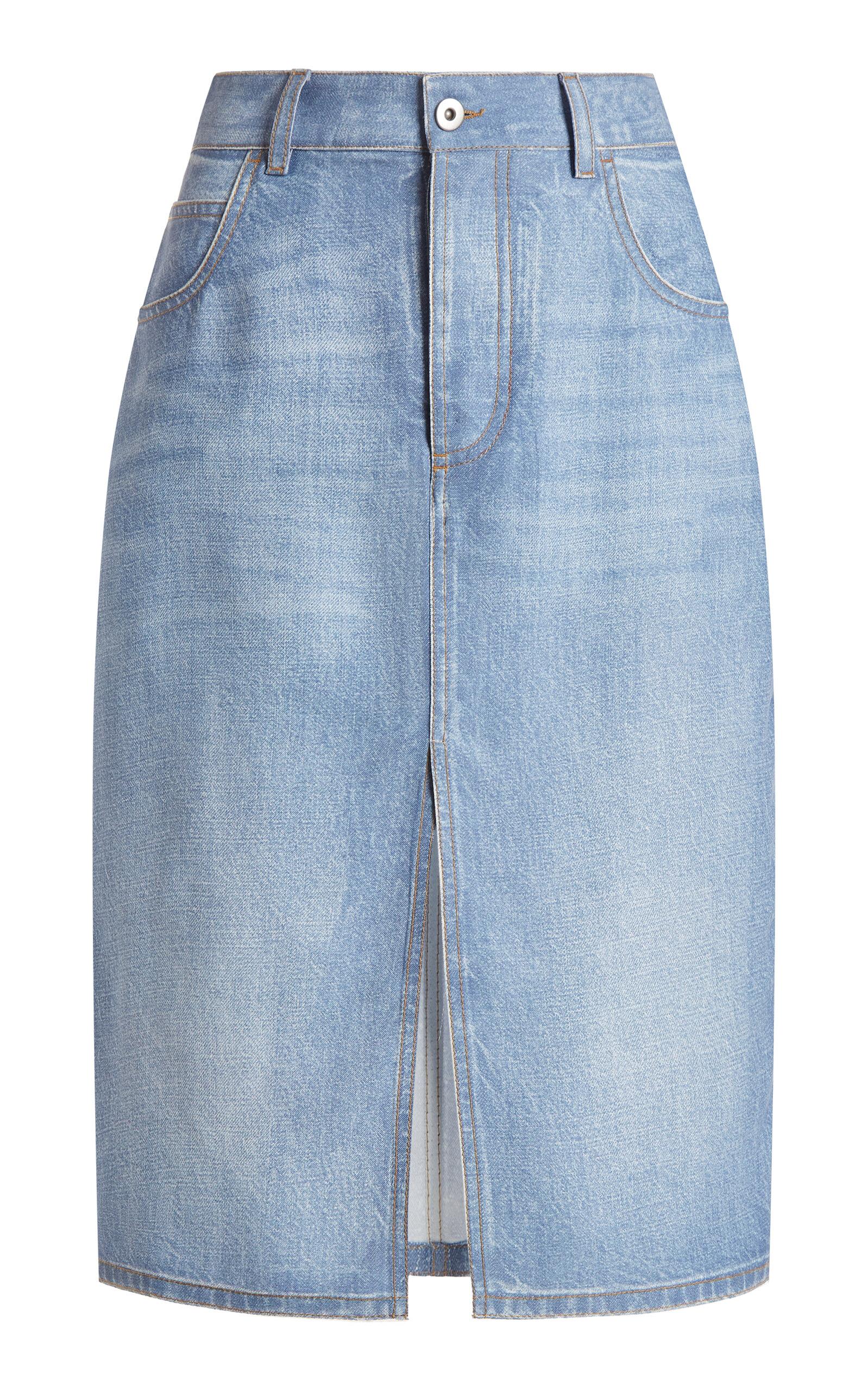 Bottega Veneta Denim-Printed Midi Skirt - Moda Operandi by BOTTEGA VENETA