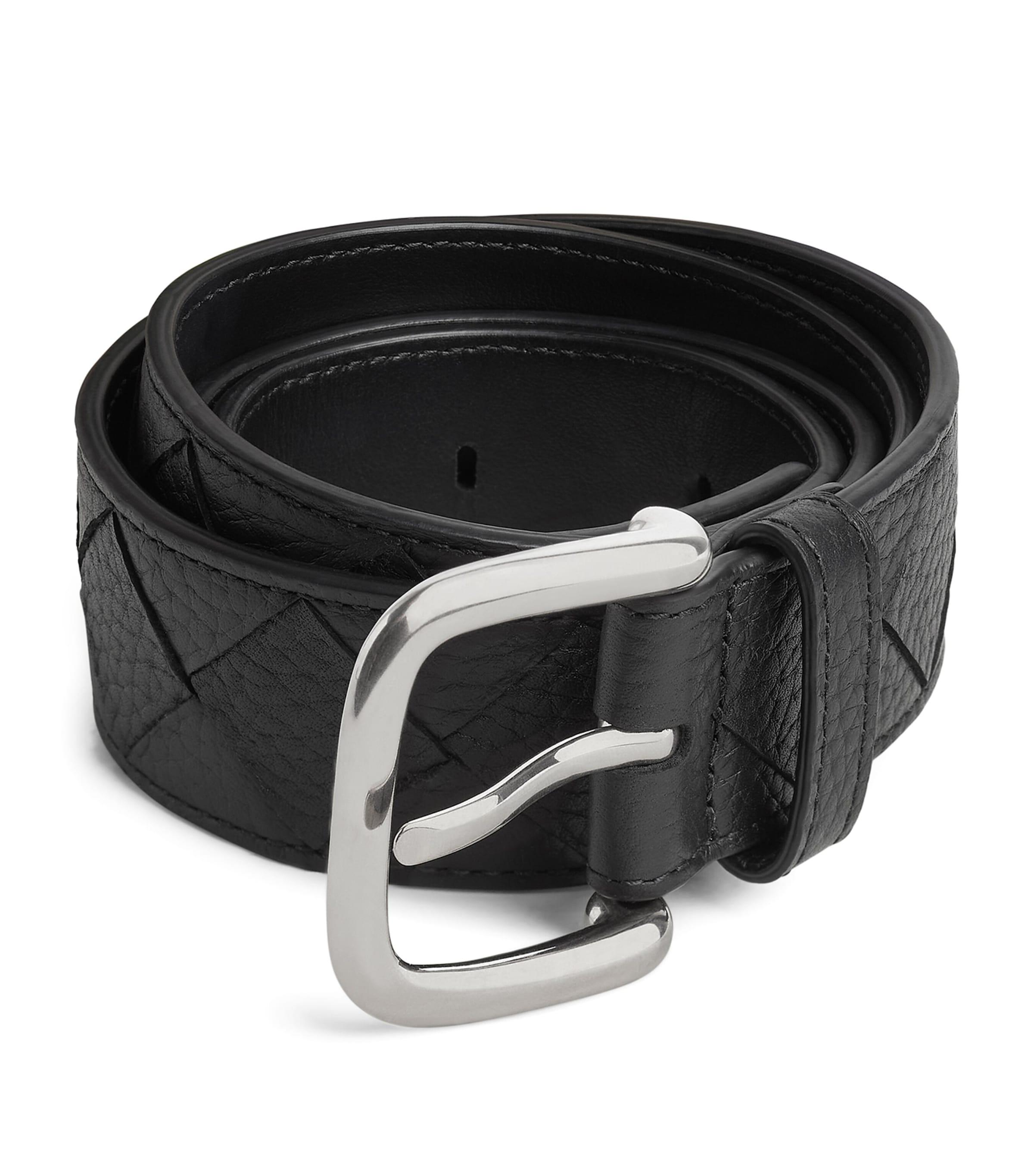 Bottega Veneta Grained Leather Intrecciato Belt by BOTTEGA VENETA