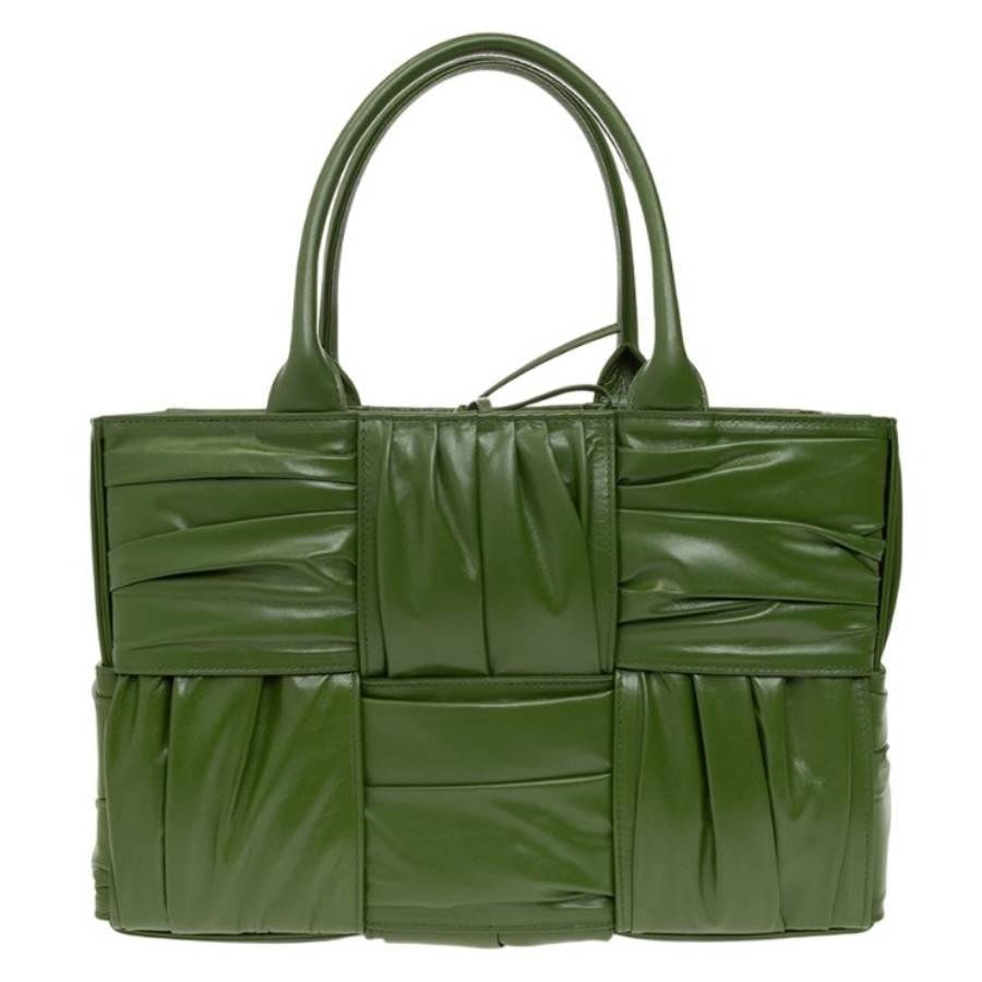 Bottega Veneta Green Foulard Intreccio Small Arco Tote Bag by BOTTEGA VENETA