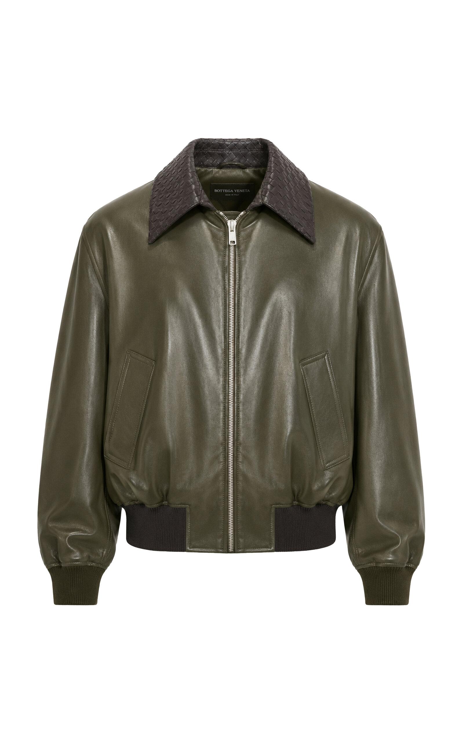 Bottega Veneta Intrecciato-Collar Leather Blouson Jacket - Moda Operandi by BOTTEGA VENETA