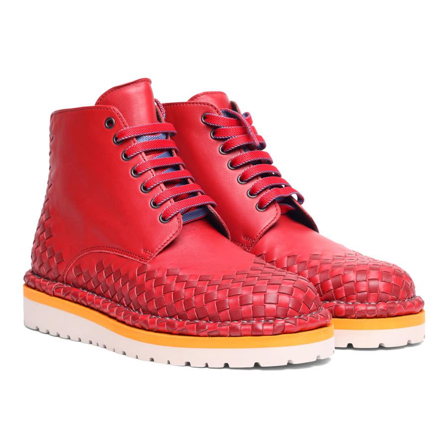 Bottega Veneta Intrecciato Combat Boots by BOTTEGA VENETA