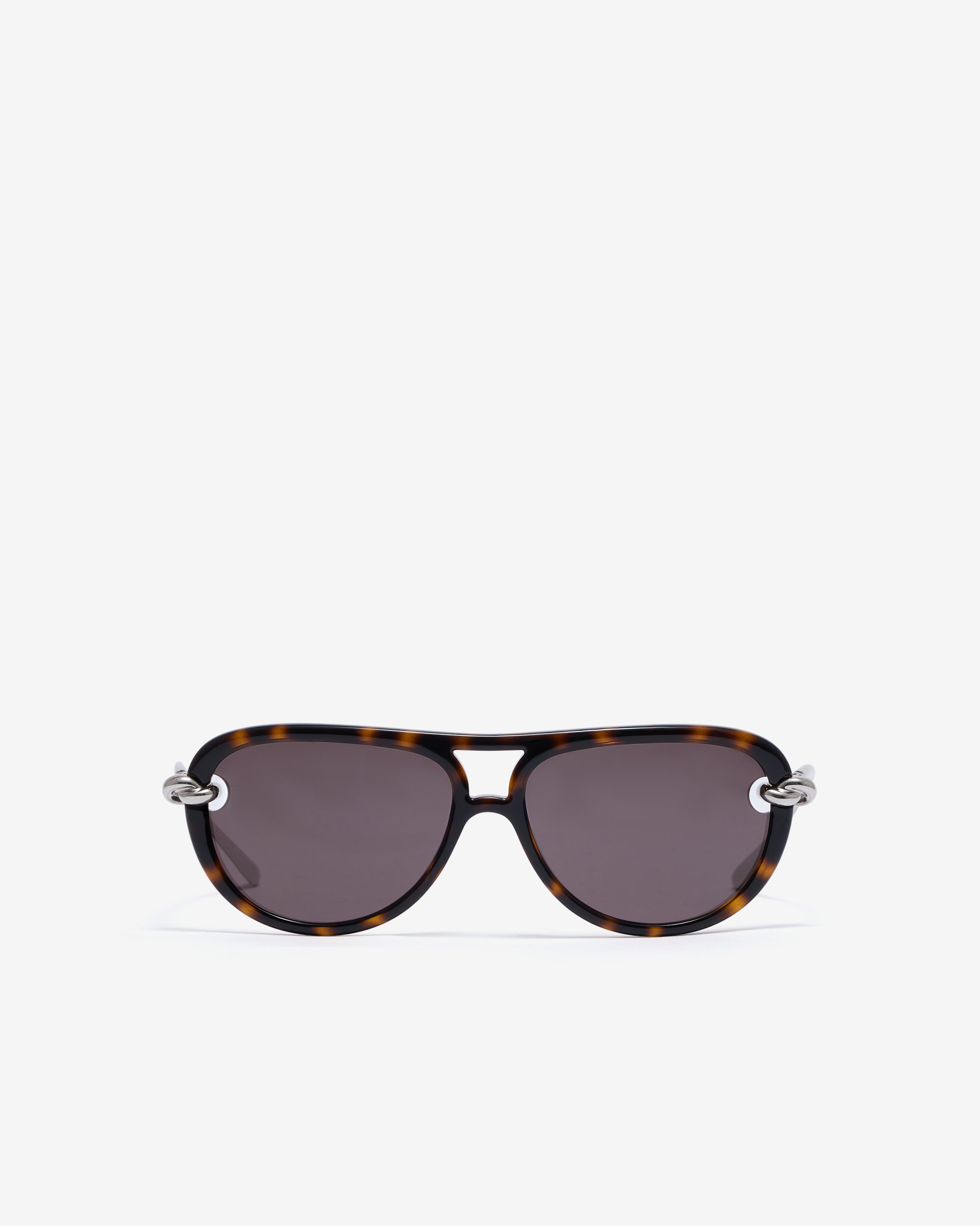 Bottega Veneta - Knot Aviator Sunglasses - (Havana/Silver/Grey) by BOTTEGA VENETA