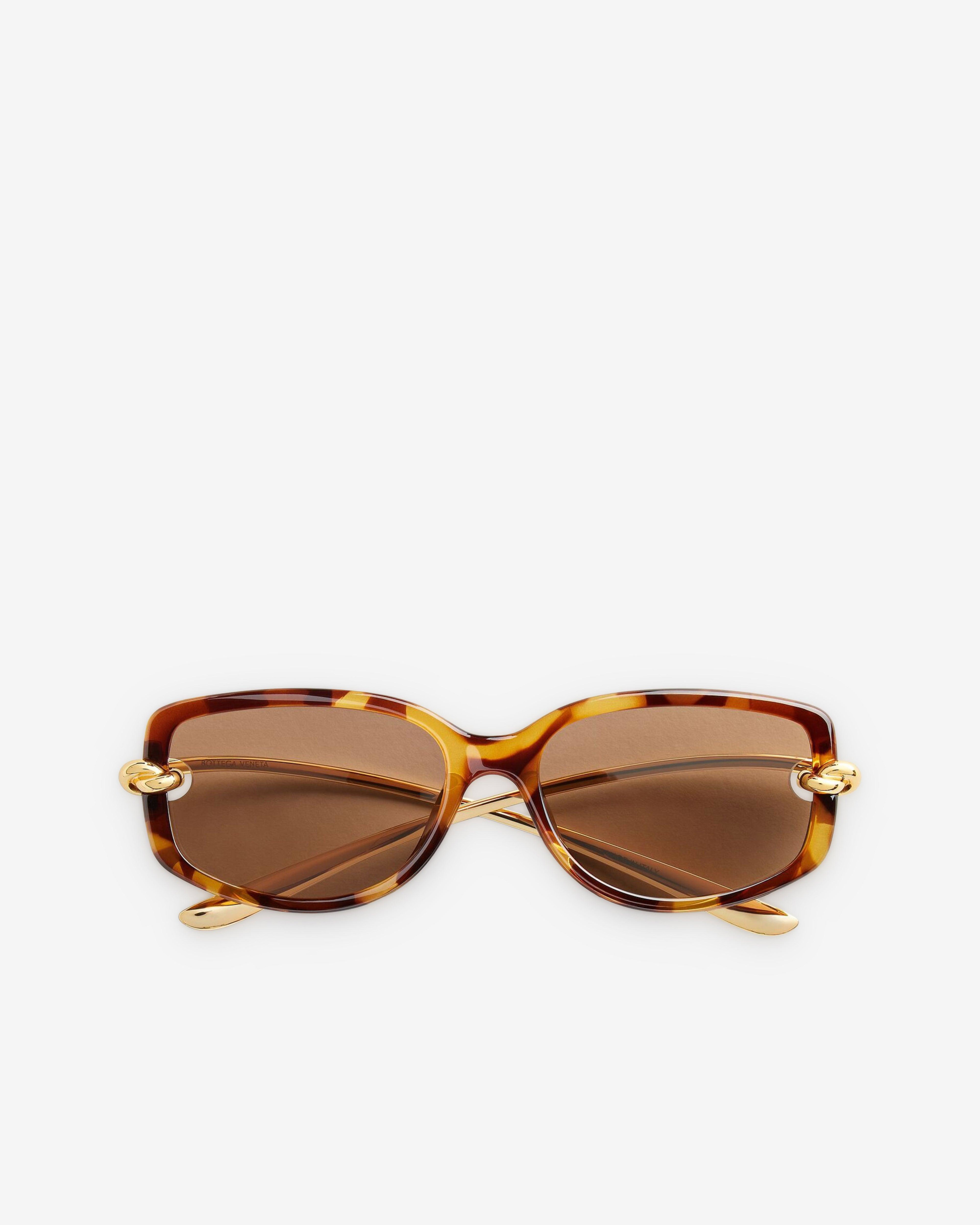 Bottega Veneta - Knot Rectangular Sunglasses - (Havana / Brown) by BOTTEGA VENETA