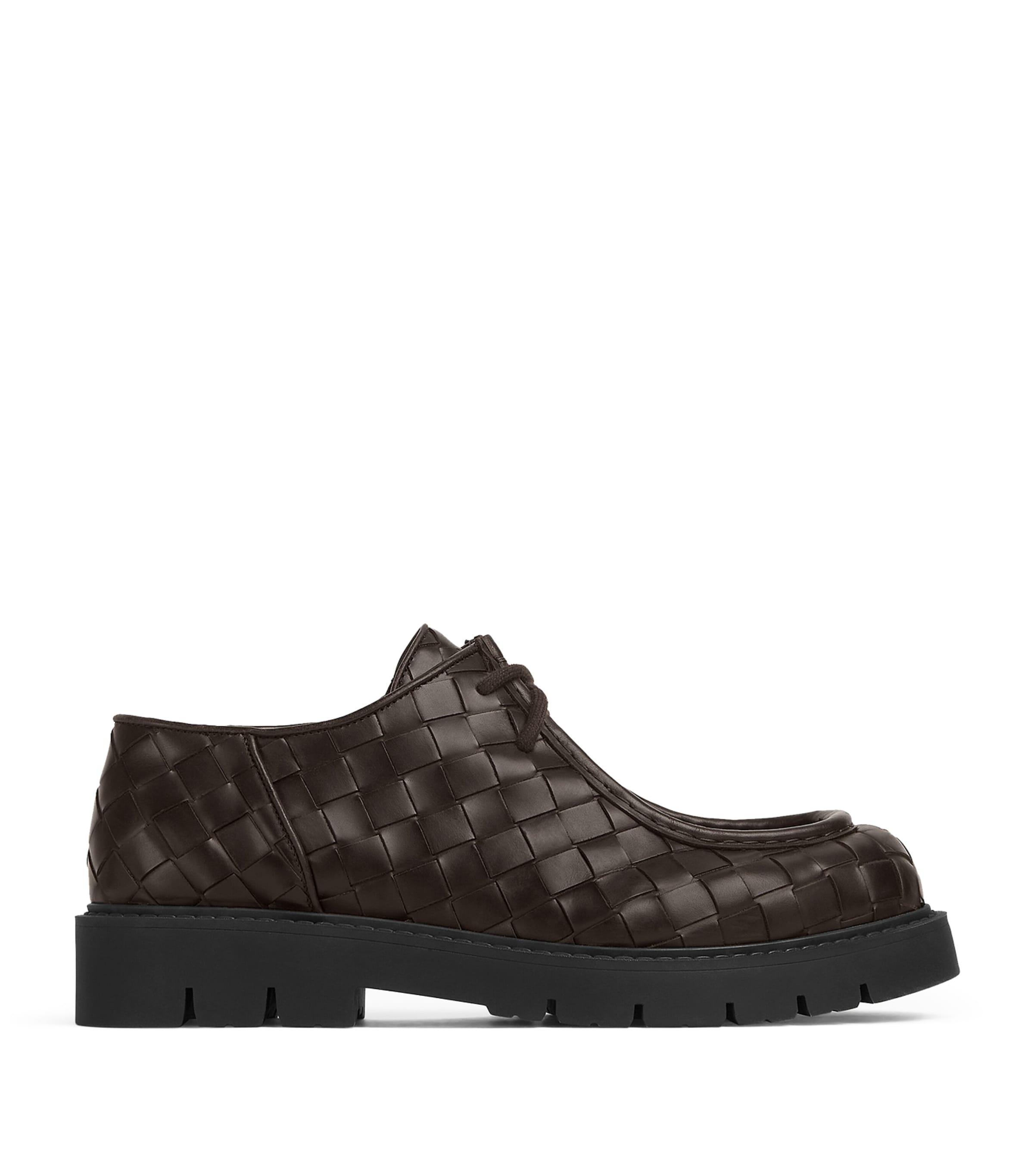 Bottega Veneta Leather Intrecciato Haddock Boat Shoes by BOTTEGA VENETA