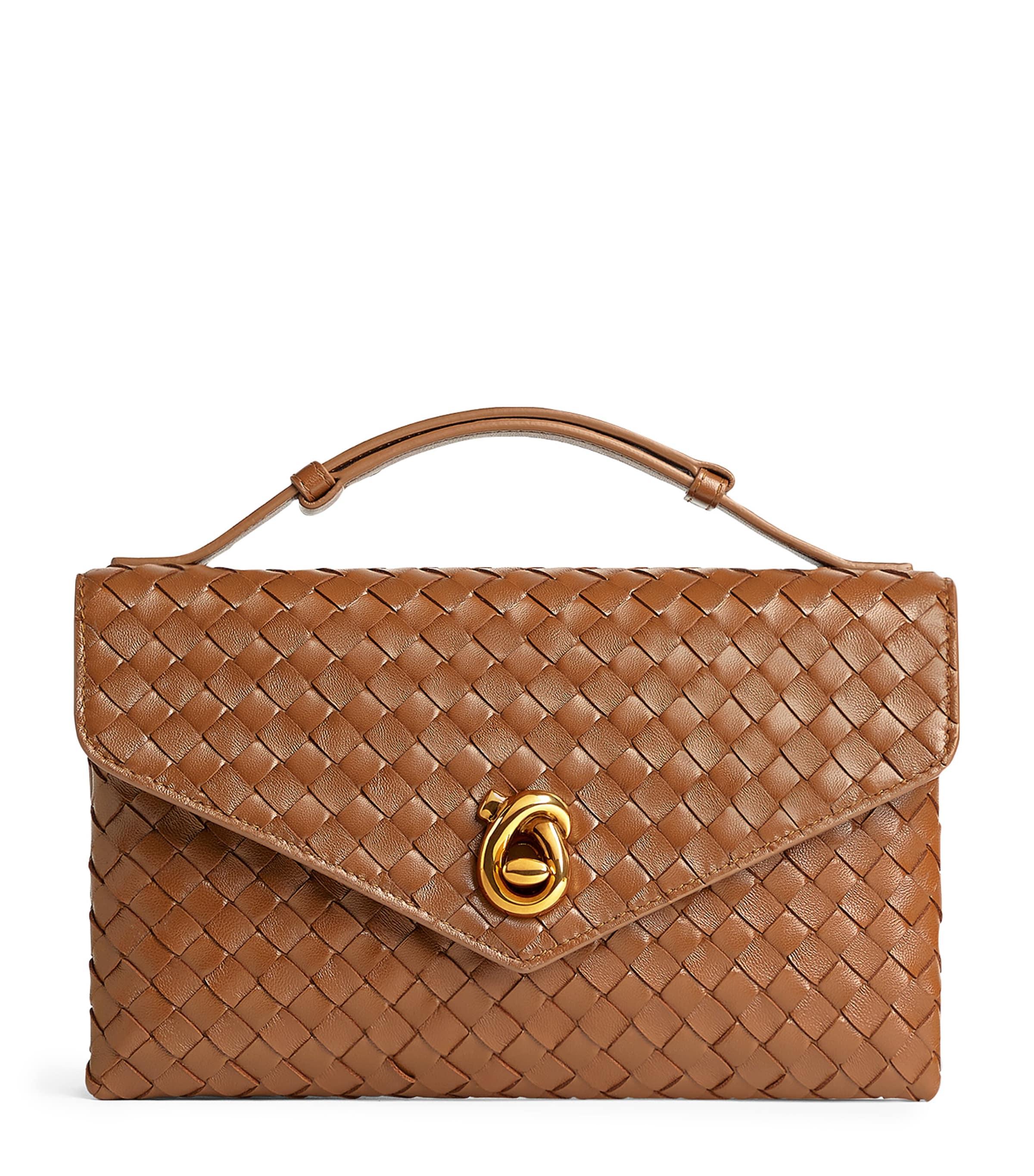 Bottega Veneta Leather Intrecciato Knot Lock Top-Handle Bag by BOTTEGA VENETA