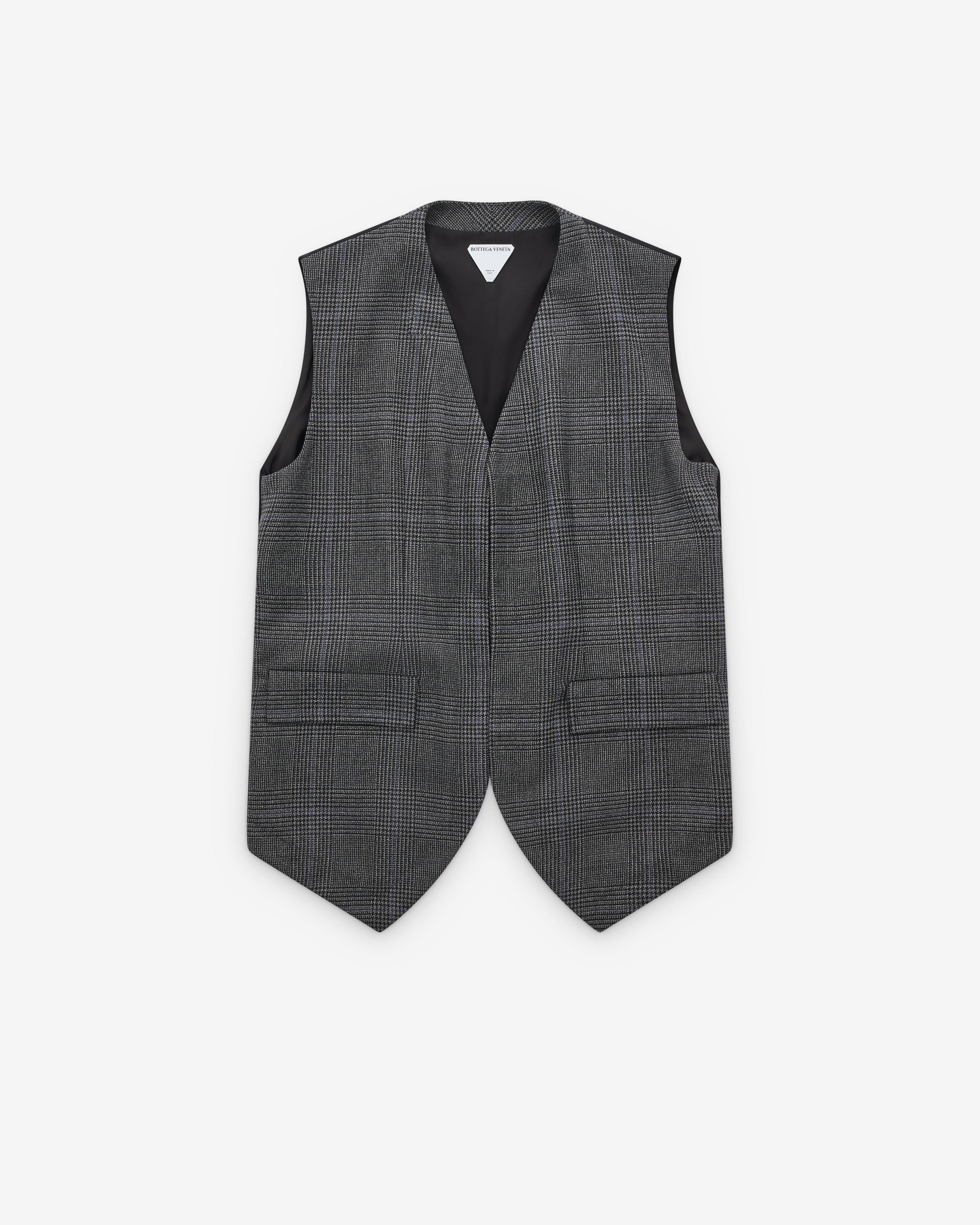 Bottega Veneta - Men's Prince Of Wales Wool Waistcoat - (Black/Chalk/Blue) by BOTTEGA VENETA