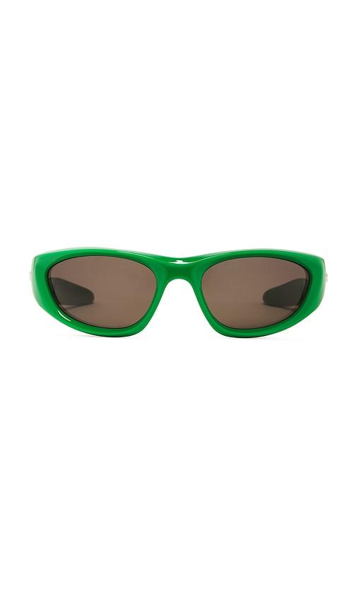 Bottega Veneta Mixed Materials Sunglasses in Green by BOTTEGA VENETA