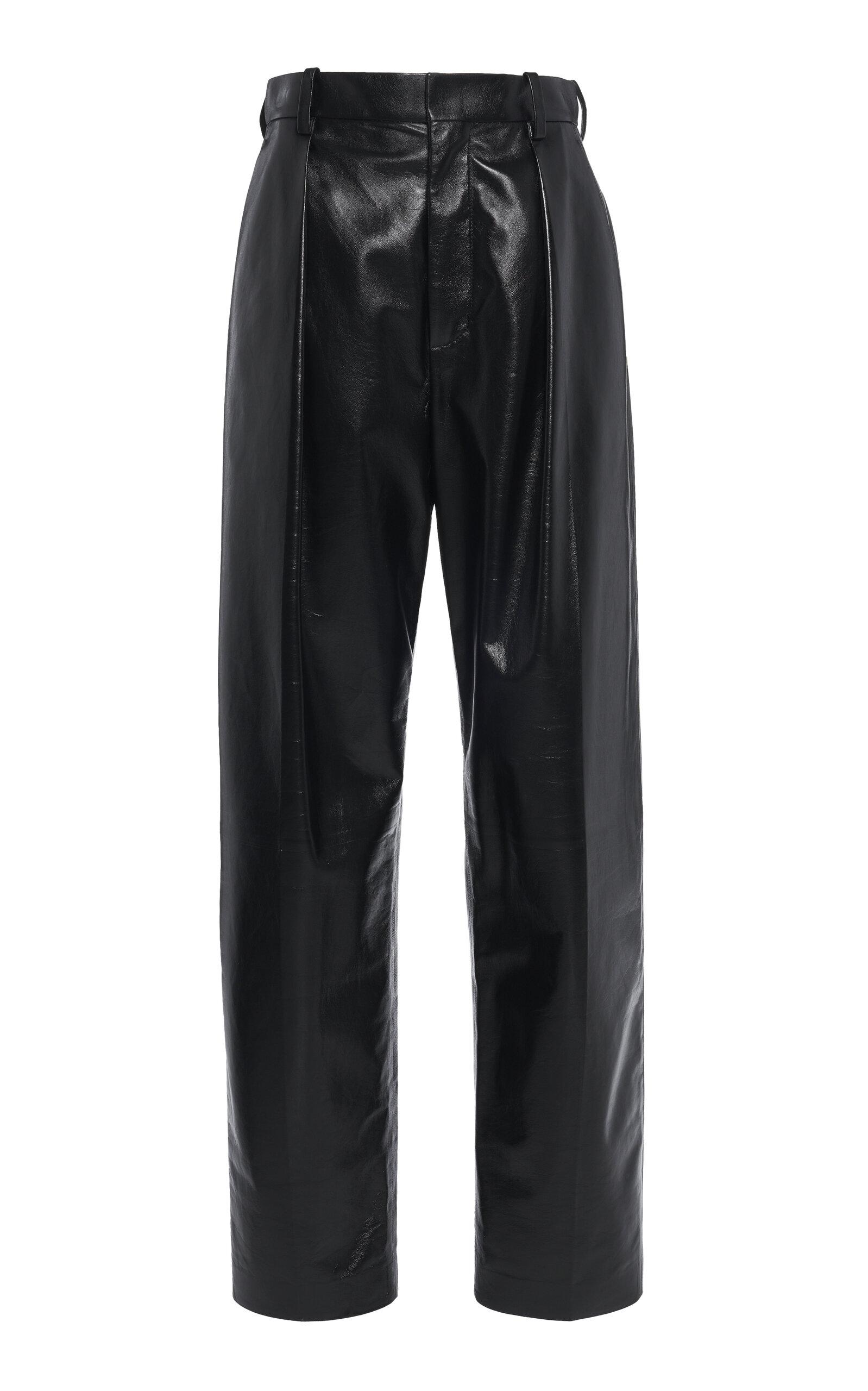 Bottega Veneta Pleated Leather Straight-Leg Pants - Moda Operandi by BOTTEGA VENETA