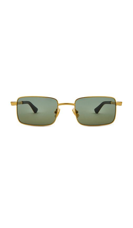 Bottega Veneta Rectangular Sunglasses in Metallic Gold by BOTTEGA VENETA