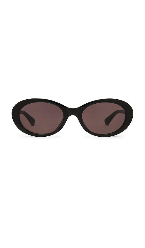 Bottega Veneta Slim Ribbon Oval Sunglasses in Black by BOTTEGA VENETA