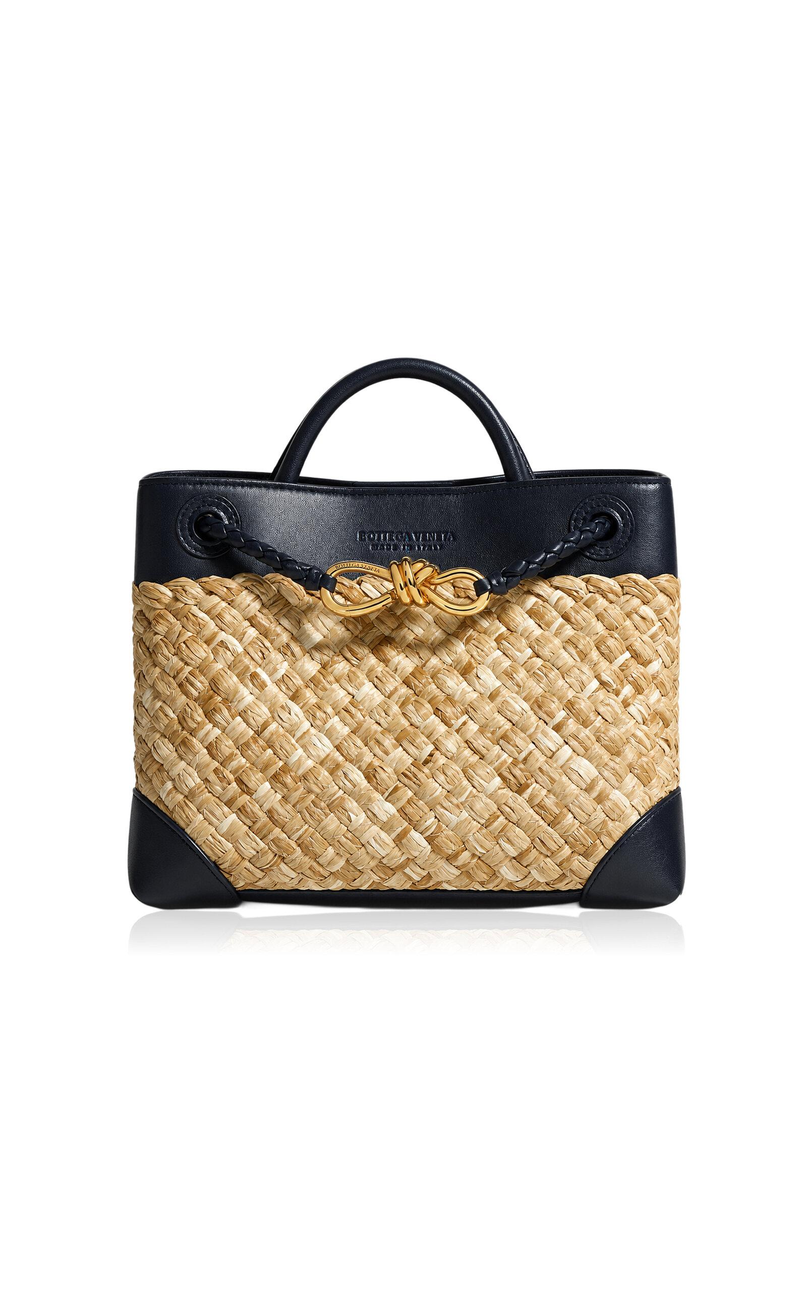 Bottega Veneta Small Andiamo Intrecciato Leather and Raffia Bag - Moda Operandi by BOTTEGA VENETA