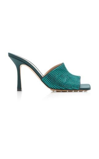 Bottega Veneta - Sparkle Slide Stretch Satin Sandals - Turquoise - IT 36.5 - Moda Operandi by BOTTEGA VENETA