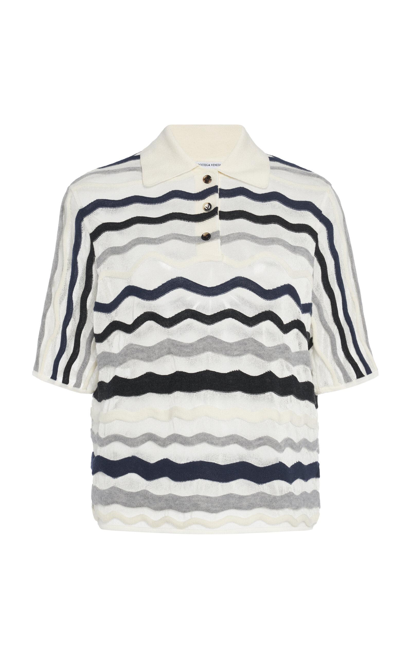 Bottega Veneta Wavy-Knit Cotton-Blend Polo Top - Moda Operandi by BOTTEGA VENETA