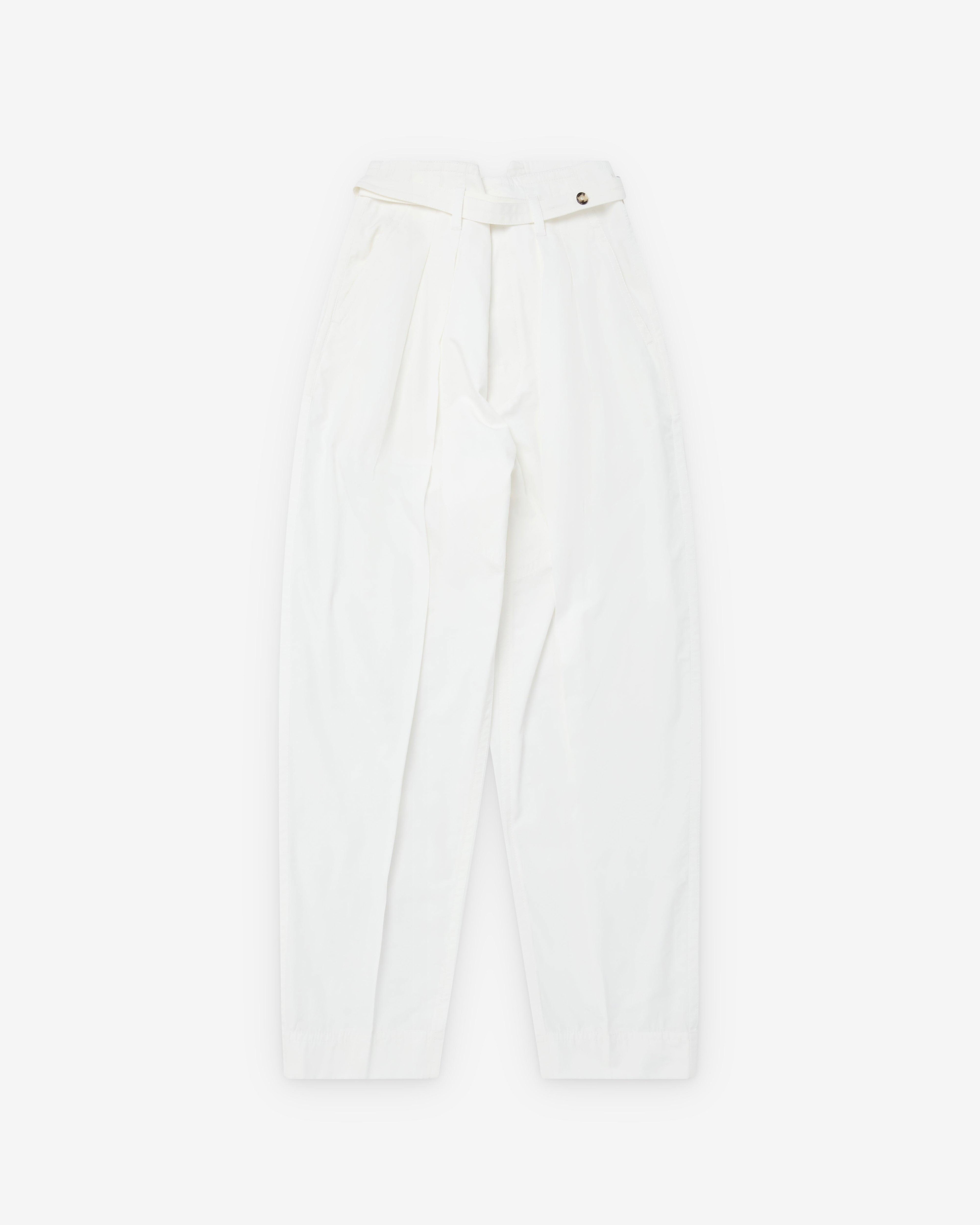 Bottega Veneta  - Women's Compact Cotton Trousers - (Chalk) by BOTTEGA VENETA