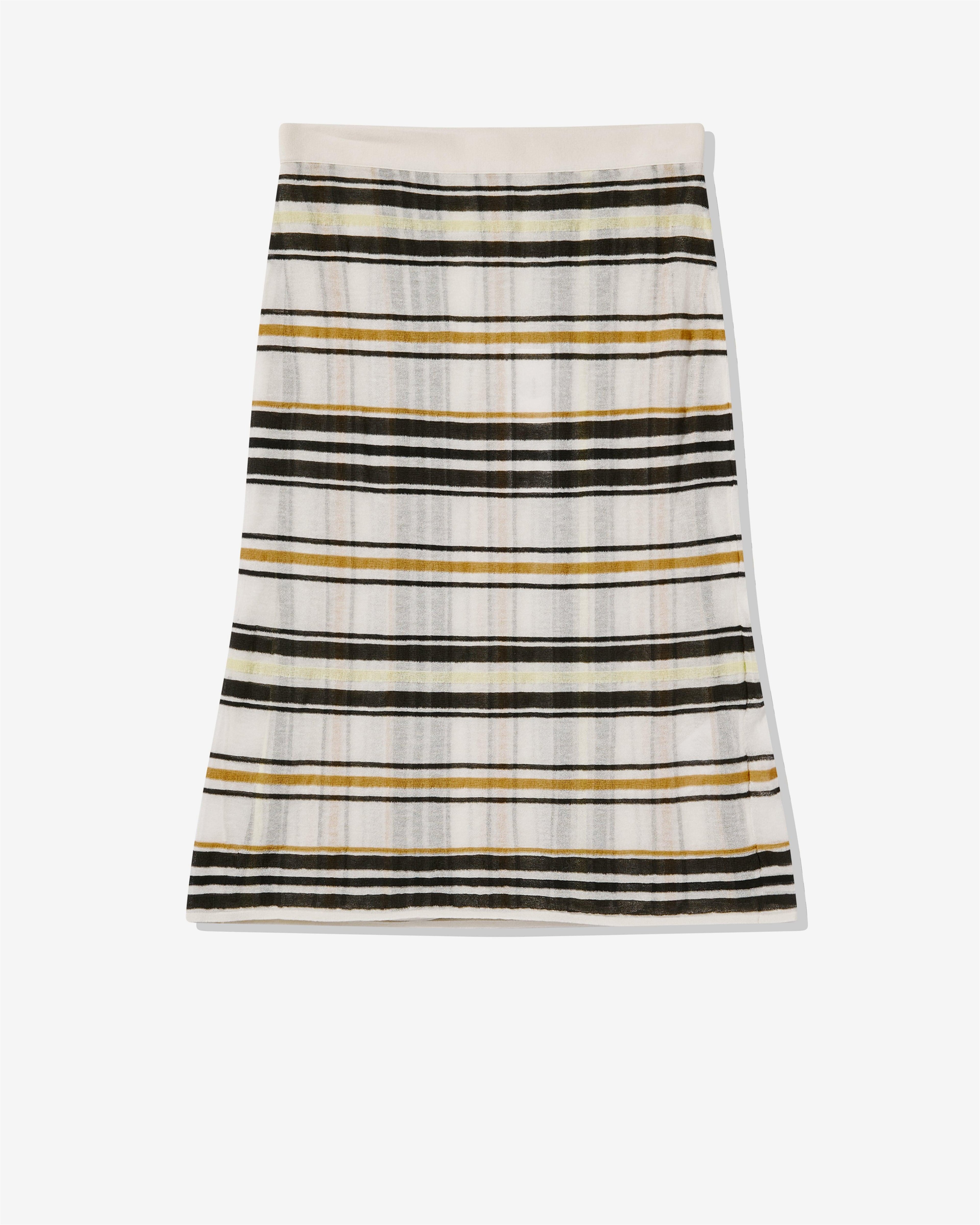 Bottega Veneta - Women's Striped Cotton Skirt - (Dove/Yellow/Nude) by BOTTEGA VENETA