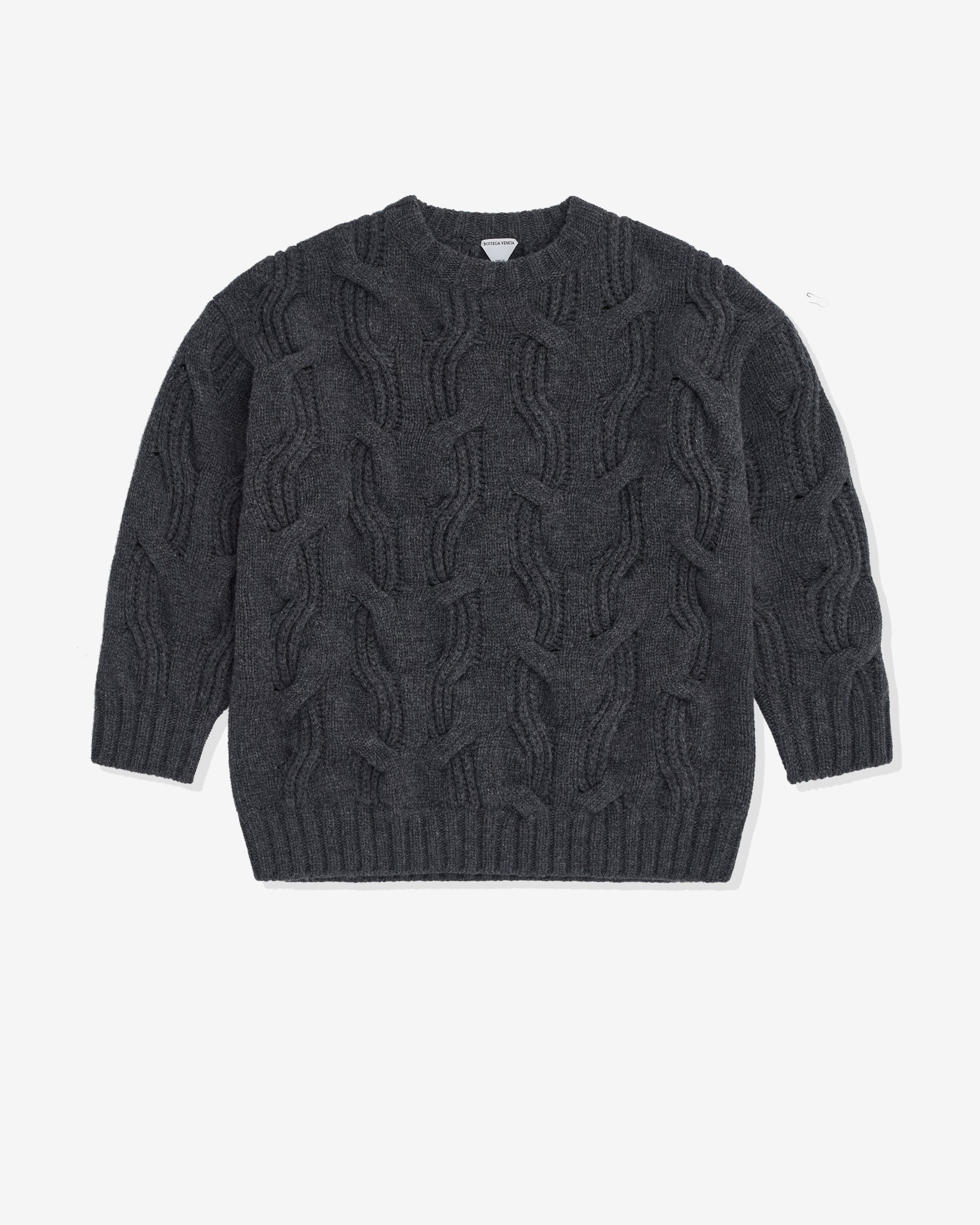 Bottega Veneta - Women’s Wool Twisted Cable Sweater - (Charcoal) by BOTTEGA VENETA