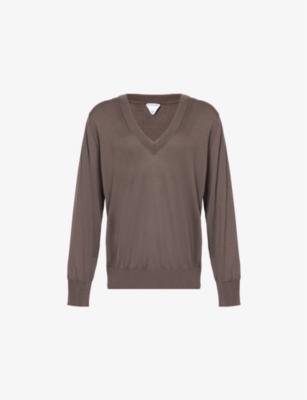 Brand-embroidery V-neck cashmere jumper by BOTTEGA VENETA