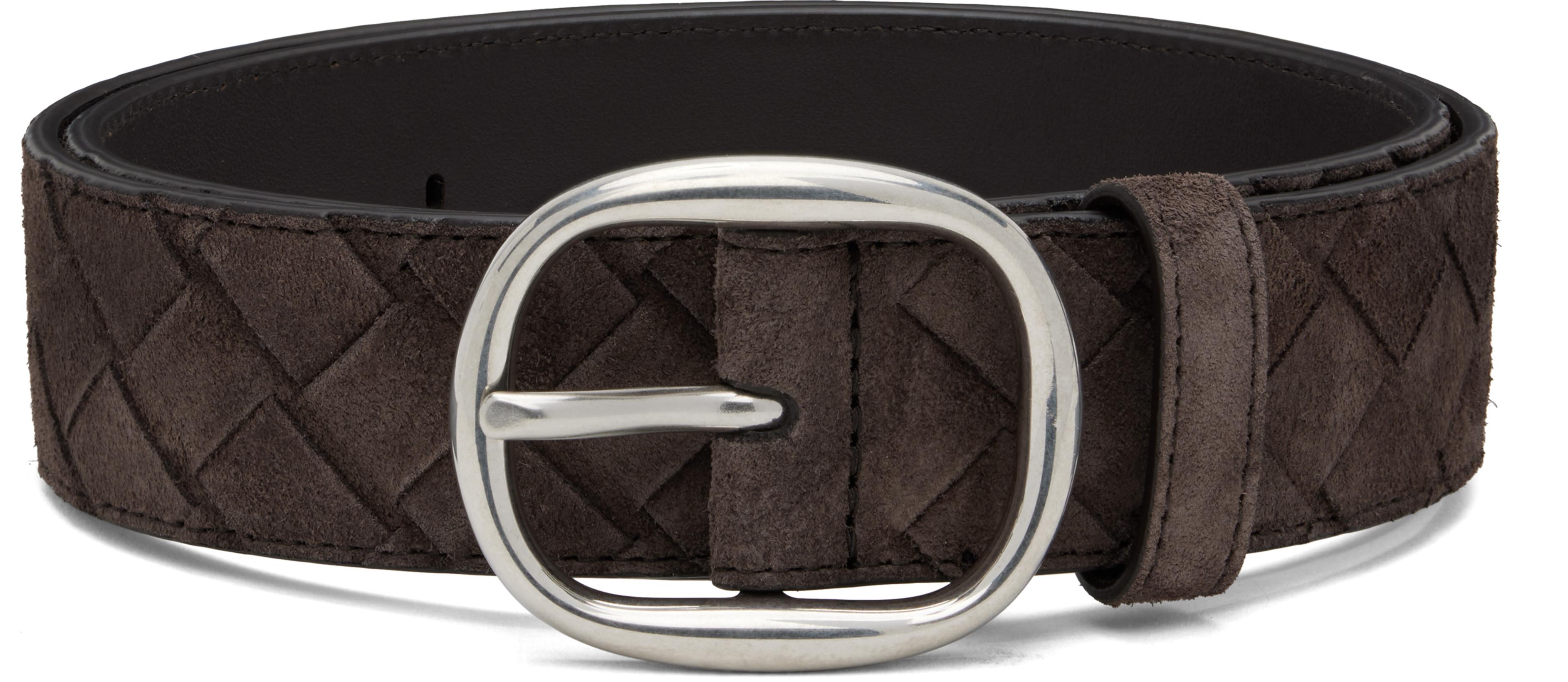 Brown Intrecciato Belt by BOTTEGA VENETA