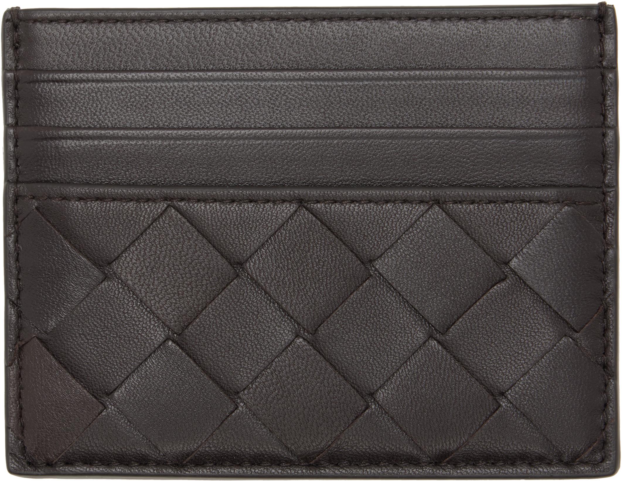 Brown Intrecciato Credit Card Holder by BOTTEGA VENETA