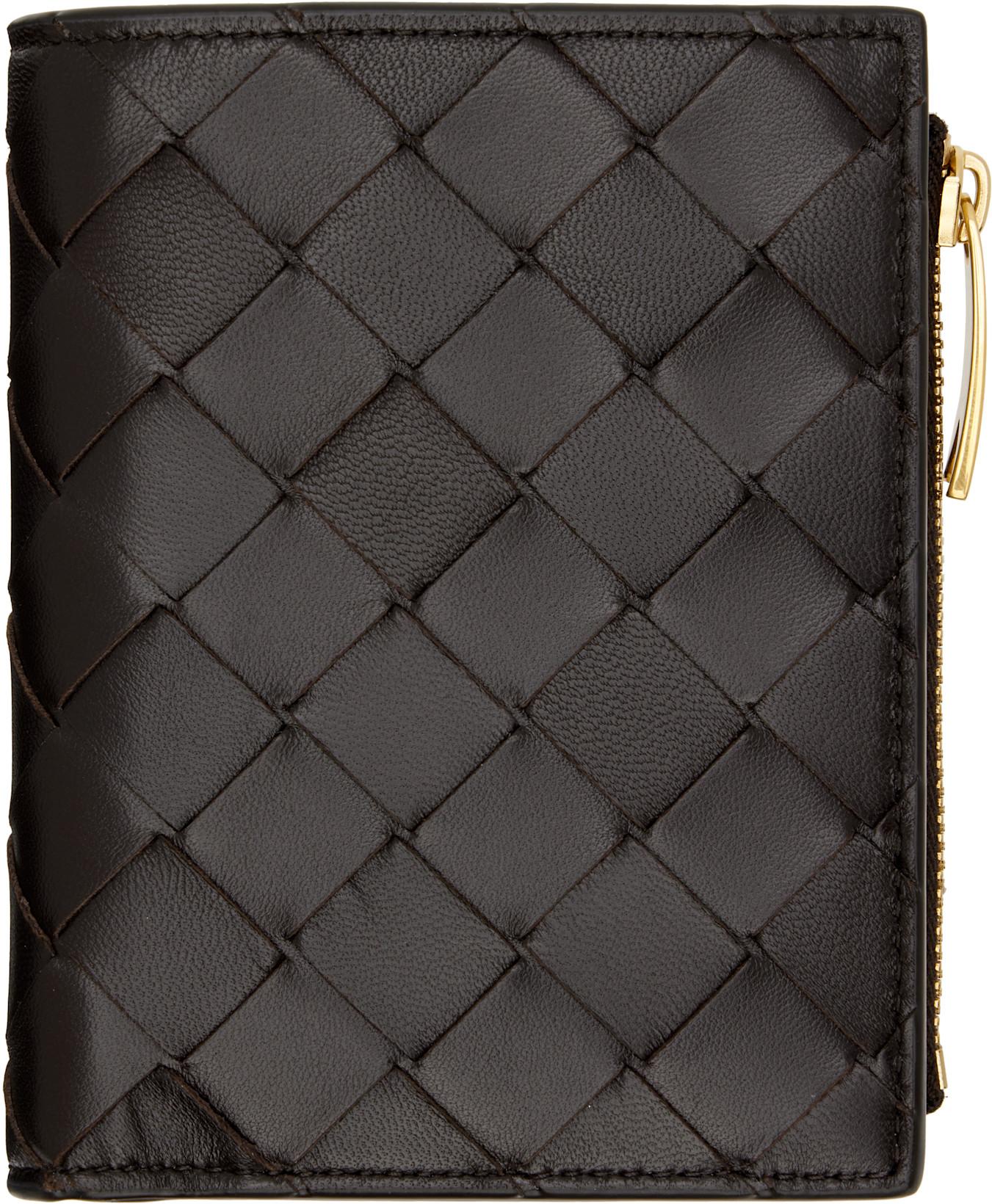 Brown Intrecciato Small Bi-Fold Wallet by BOTTEGA VENETA