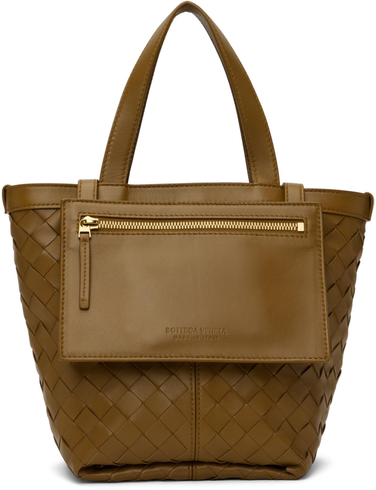Brown Small Flip Flap Tote by BOTTEGA VENETA