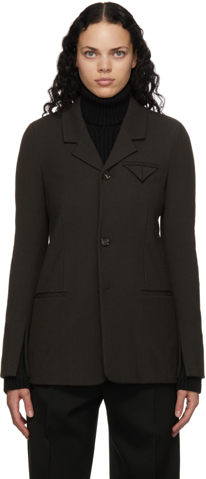 Brown Wool Twill Blazer by BOTTEGA VENETA