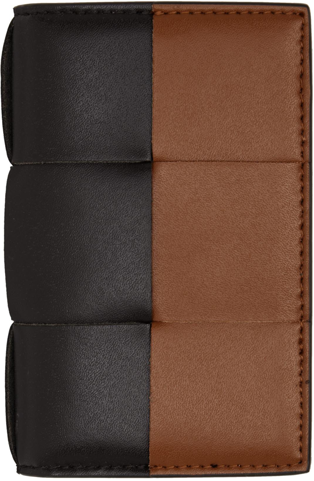 Brown & Tan Cassette Flap Card Case Wallet by BOTTEGA VENETA