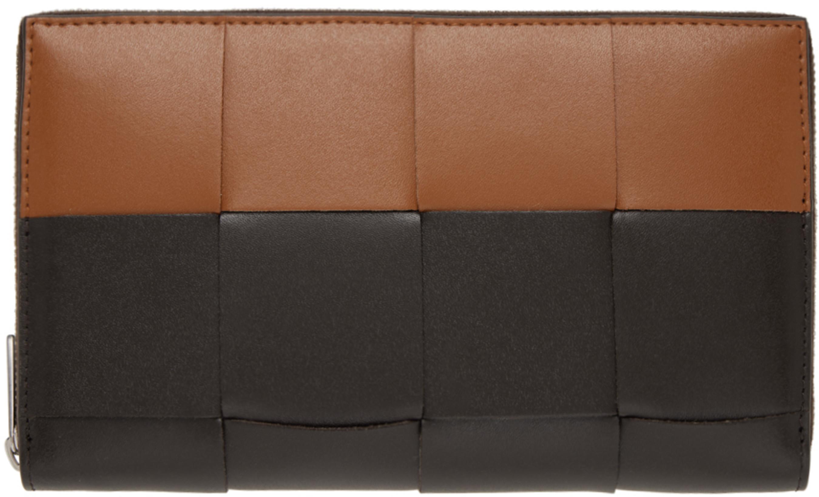 Brown & Tan Cassette Zip Around Wallet by BOTTEGA VENETA