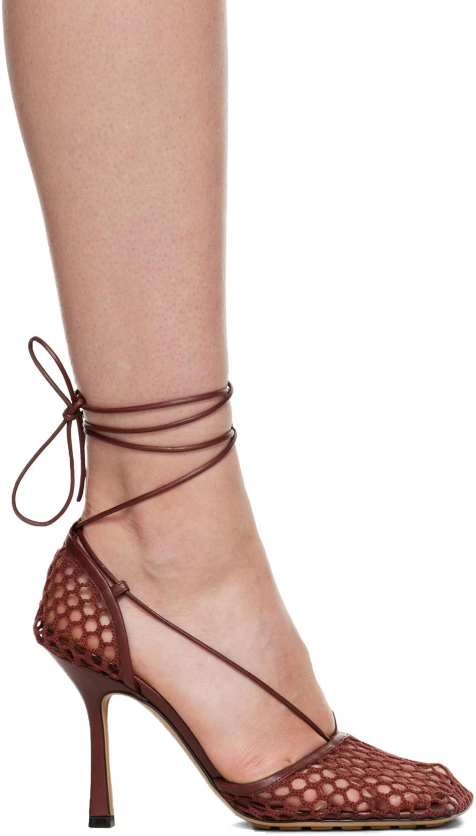Burgundy Stretch Web Heels by BOTTEGA VENETA