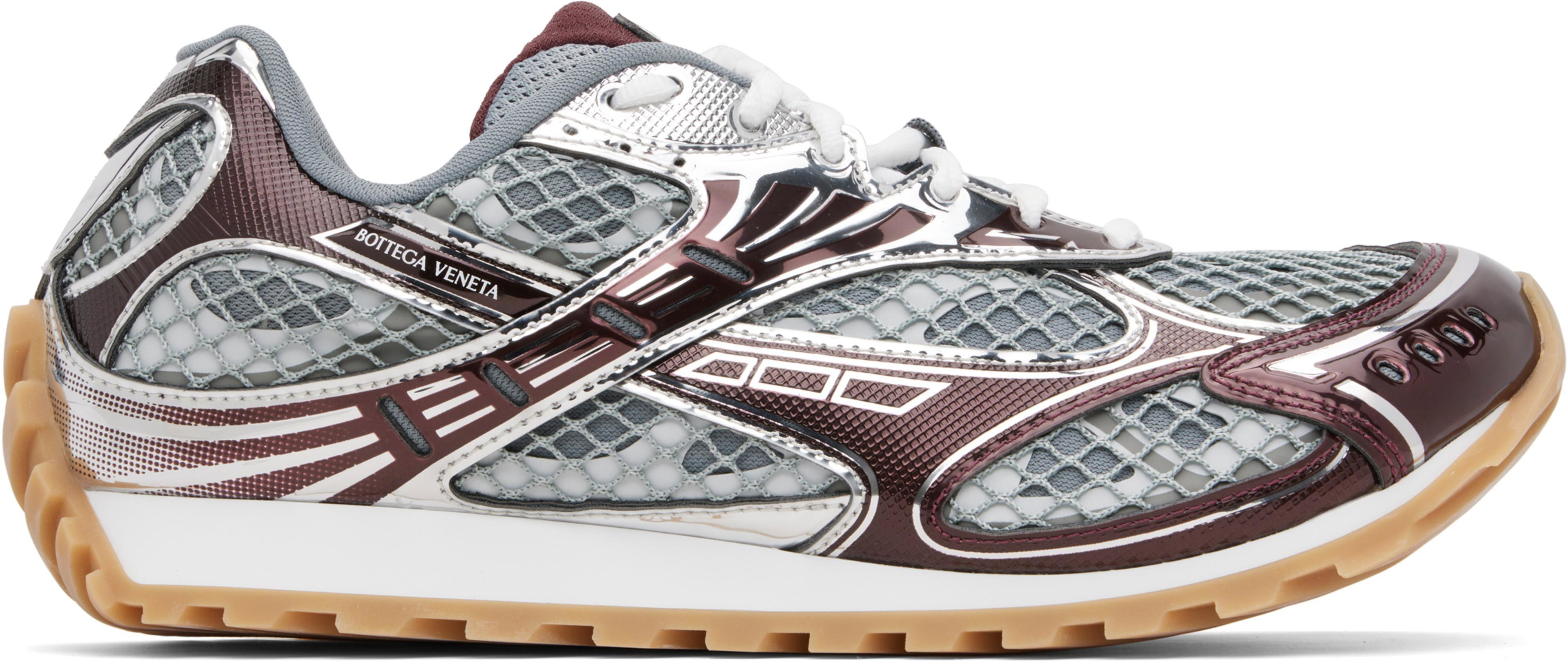 Burgundy & Silver Orbit Sneakers by BOTTEGA VENETA