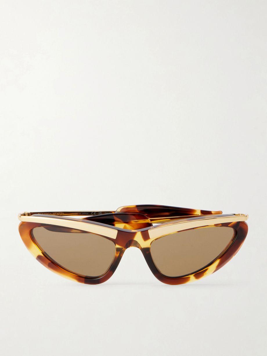 Cat-eye gold-tone and tortoiseshell acetate sunglasses by BOTTEGA VENETA