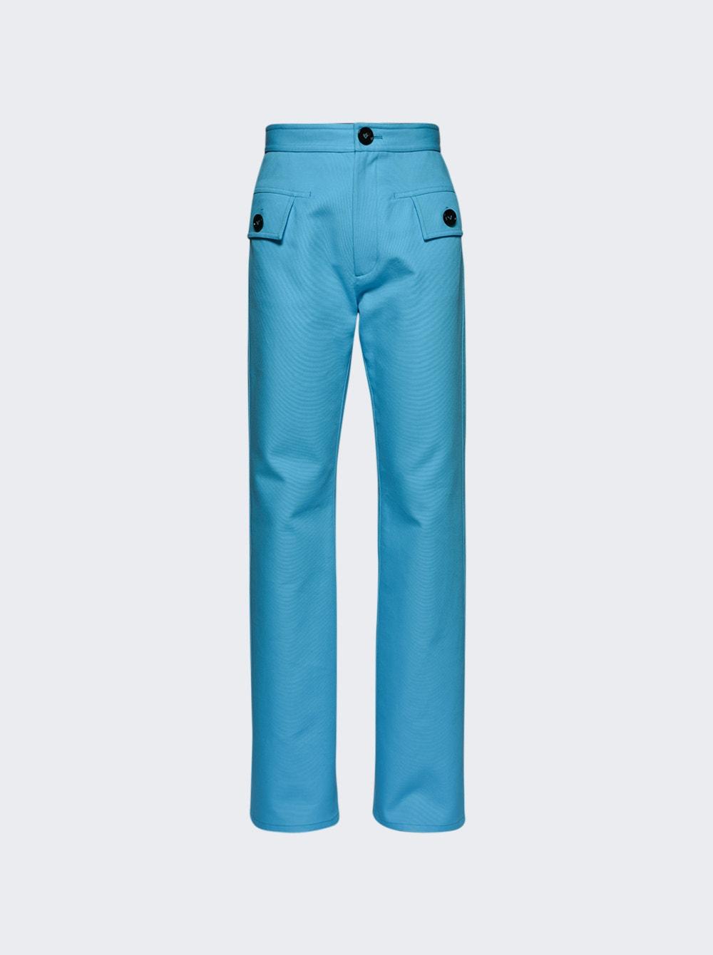 Double Cotton Canvas Trousers Dip Blue by BOTTEGA VENETA