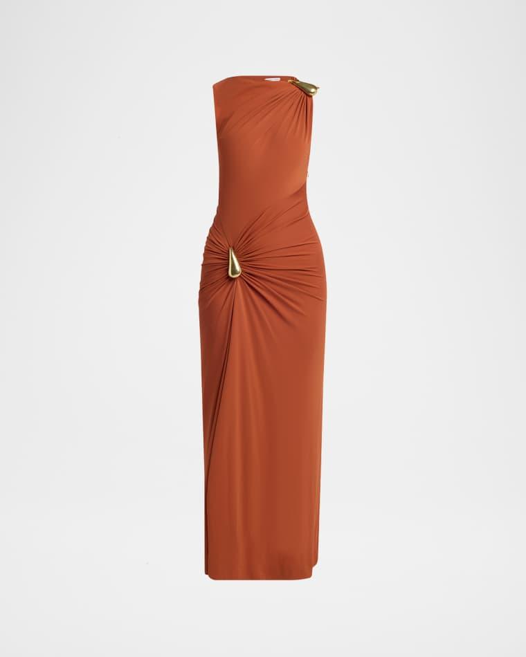Drop Detail Gathered Matte Crepe Jersey Maxi Dress by BOTTEGA VENETA