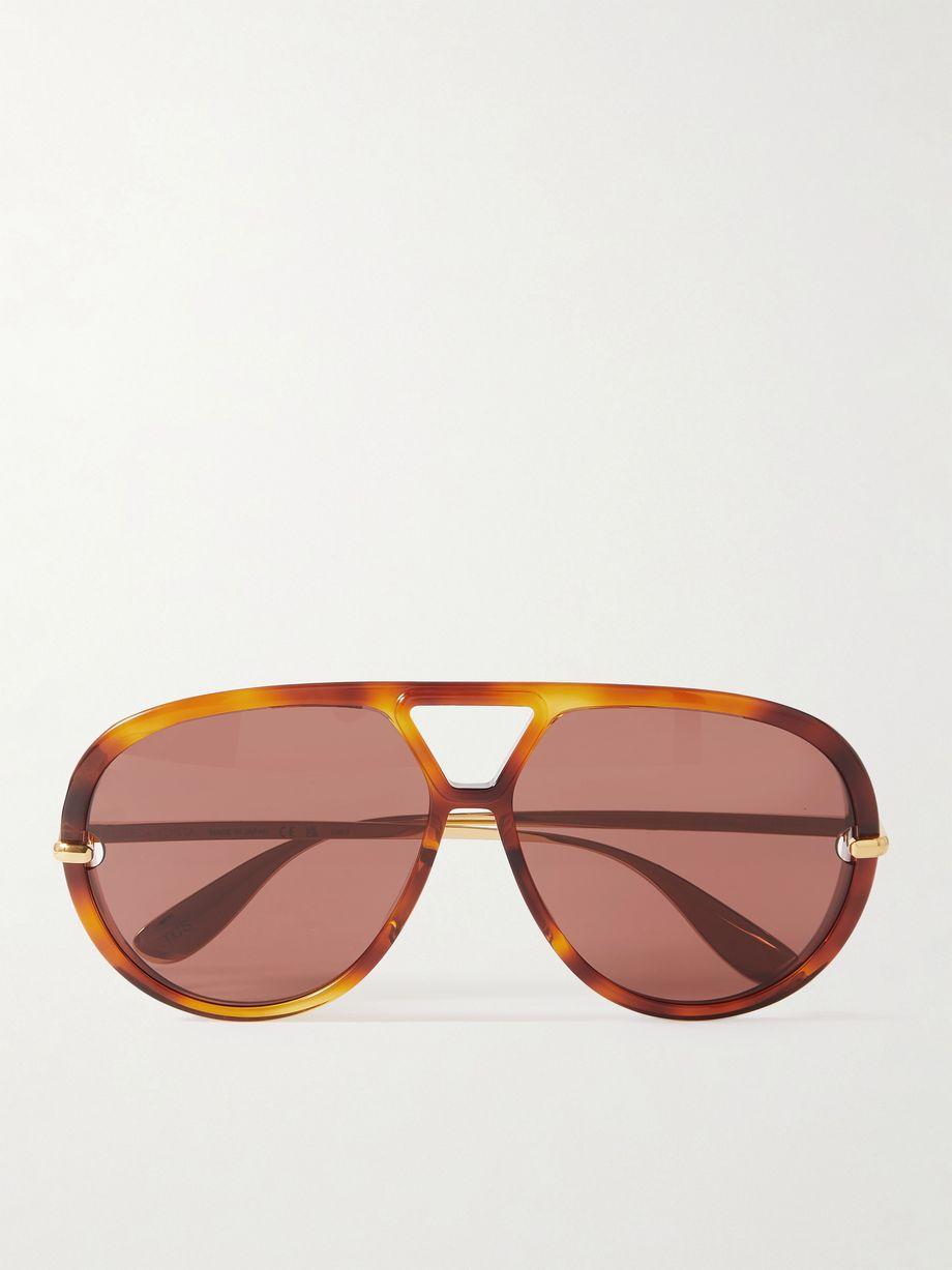 Drop oversized aviator-style tortoiseshell recycled-acetate and gold-tone sunglasses by BOTTEGA VENETA