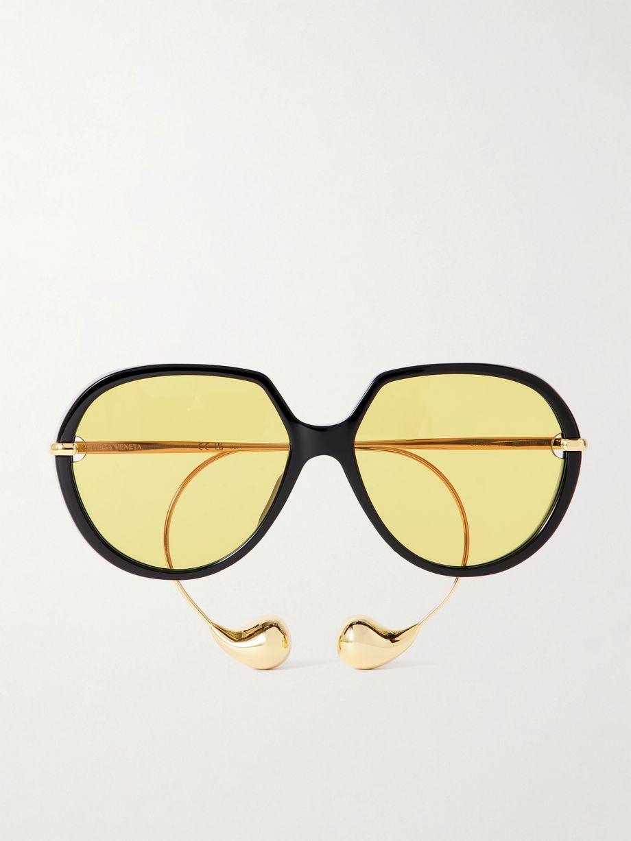 Drop round-frame acetate and gold-tone sunglasses by BOTTEGA VENETA