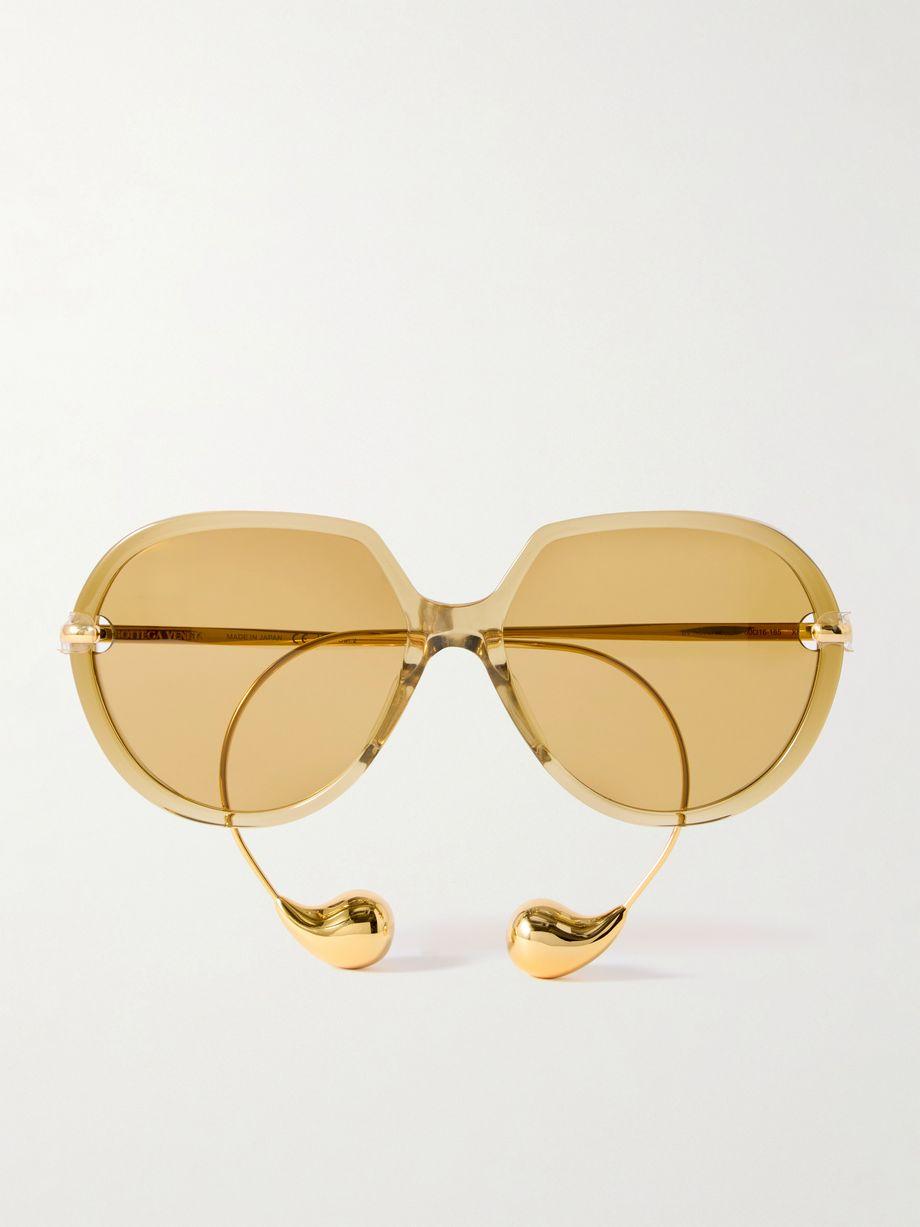 Drop round-frame acetate and gold-tone sunglasses by BOTTEGA VENETA