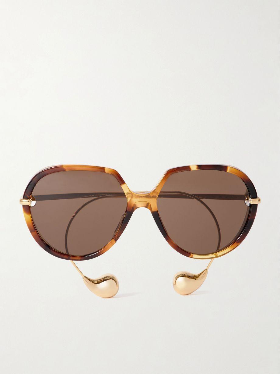 Drop round-frame tortoiseshell acetate and gold-tone sunglasses by BOTTEGA VENETA
