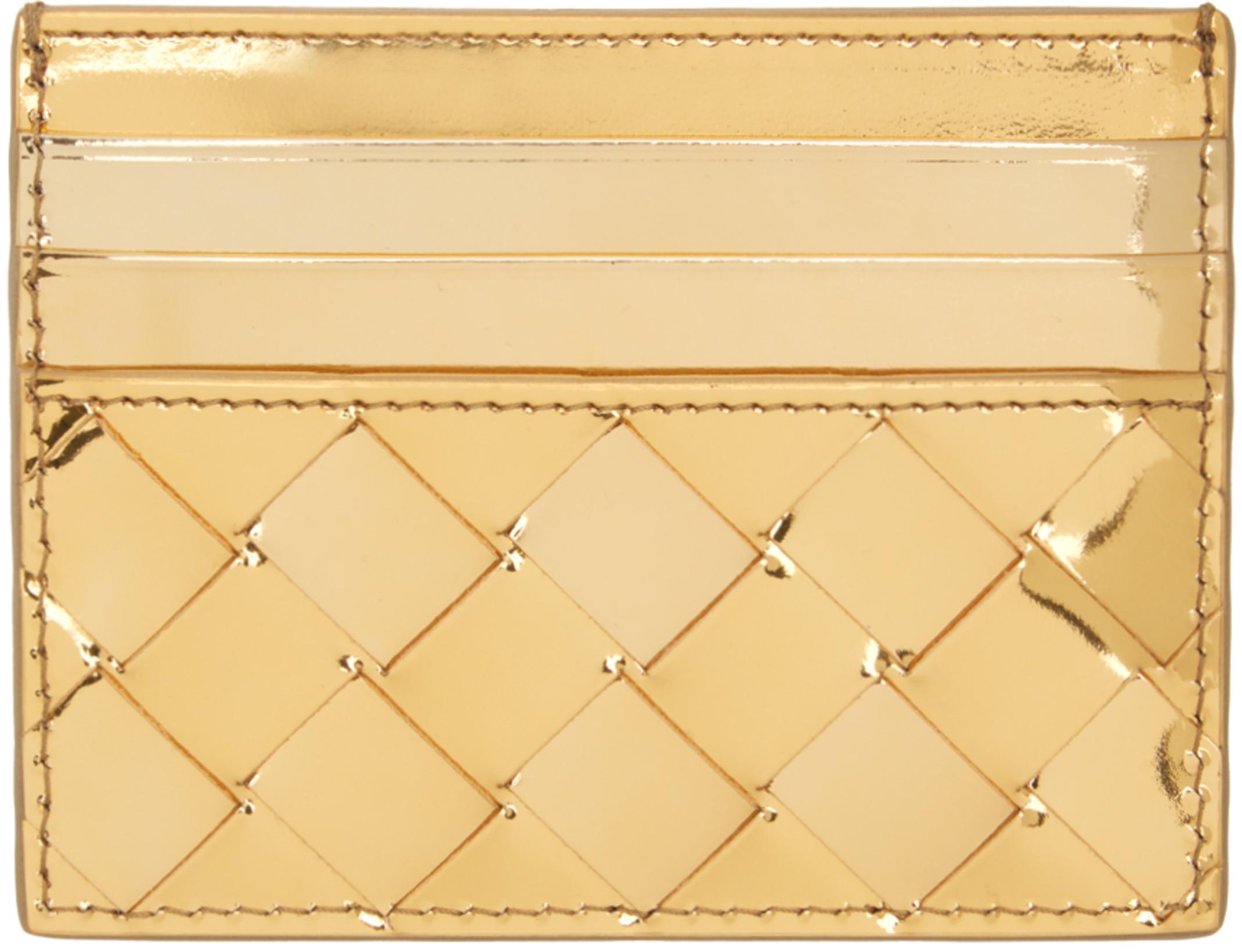 Gold Intrecciato Card Holder by BOTTEGA VENETA