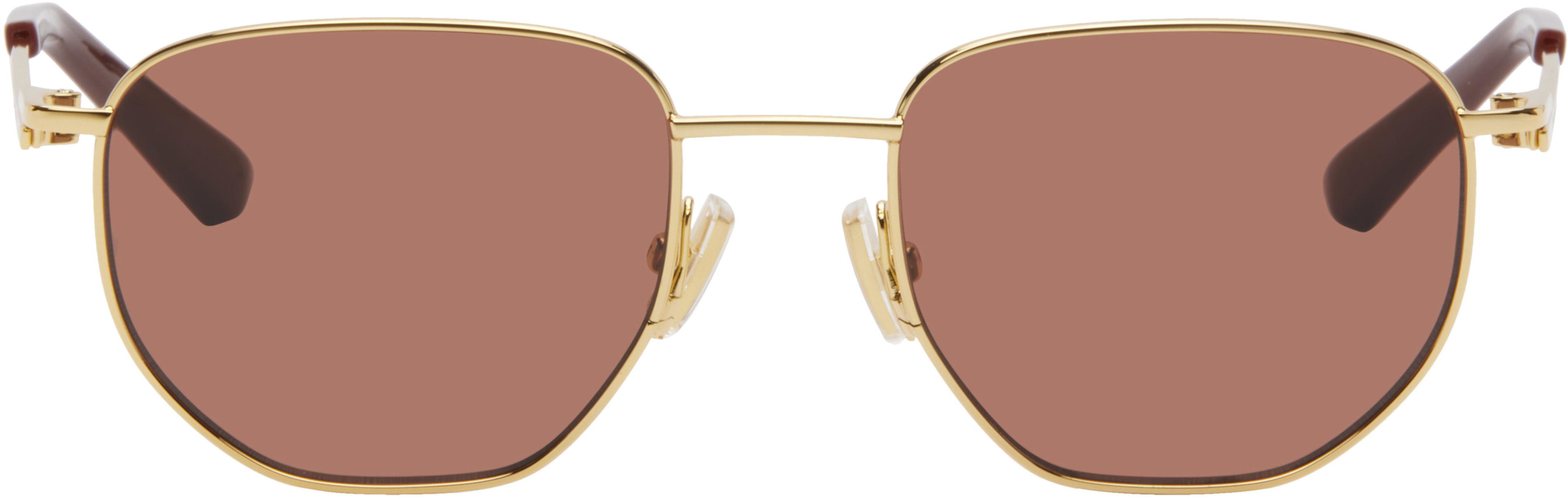 Gold Split Metal Sunglasses by BOTTEGA VENETA