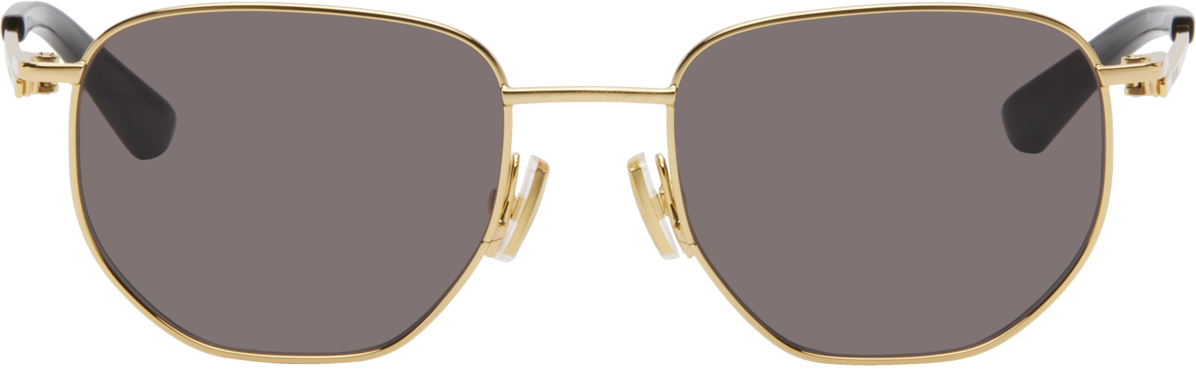 Gold Split Metal Sunglasses by BOTTEGA VENETA